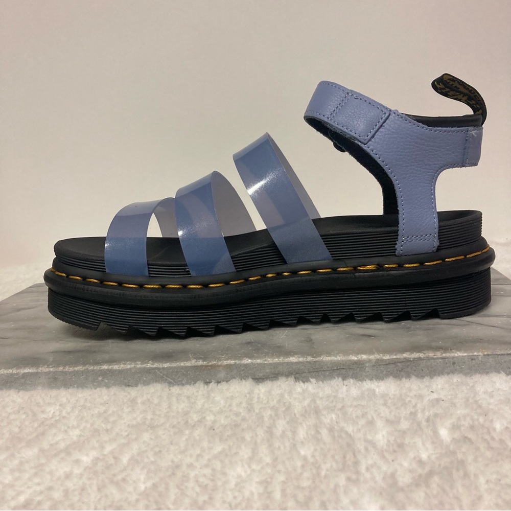 SOLD Dr.Martens Blaire Jelly Glitter Leather Strap Sandals Chunky Sole Blue - Picture 9 of 14